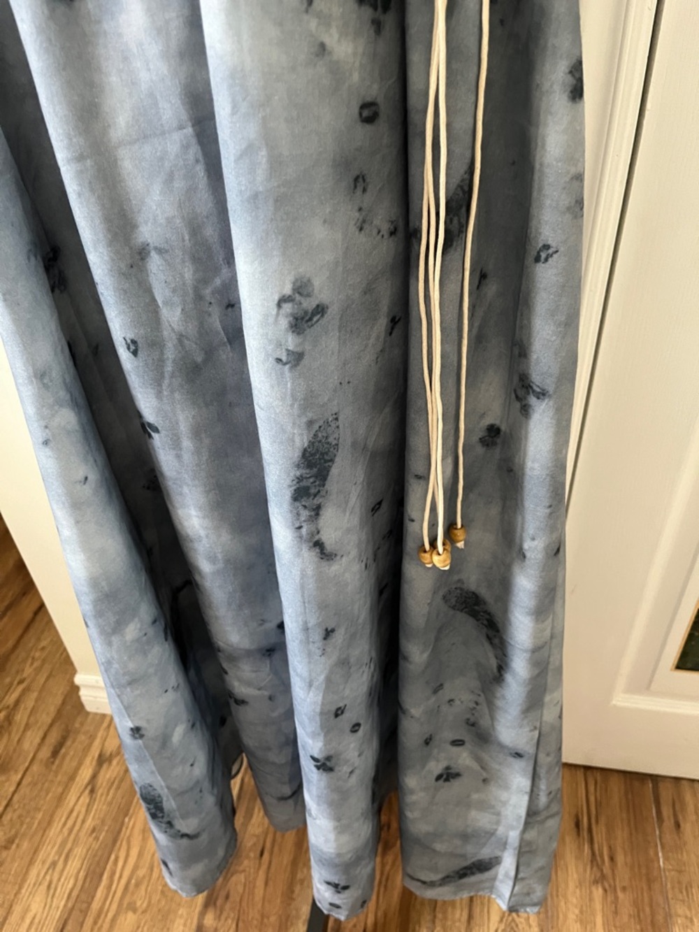 Boho Light Blue Tie-Dye Maxi Dress with Adjustable Neck - Picture 2 of 11